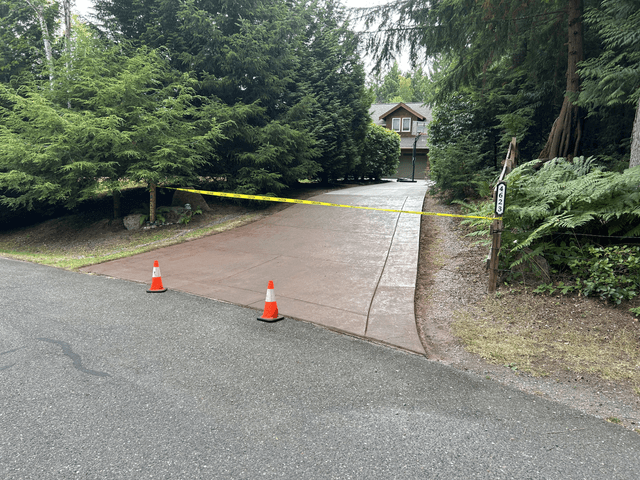 edged and polished concrete driveway